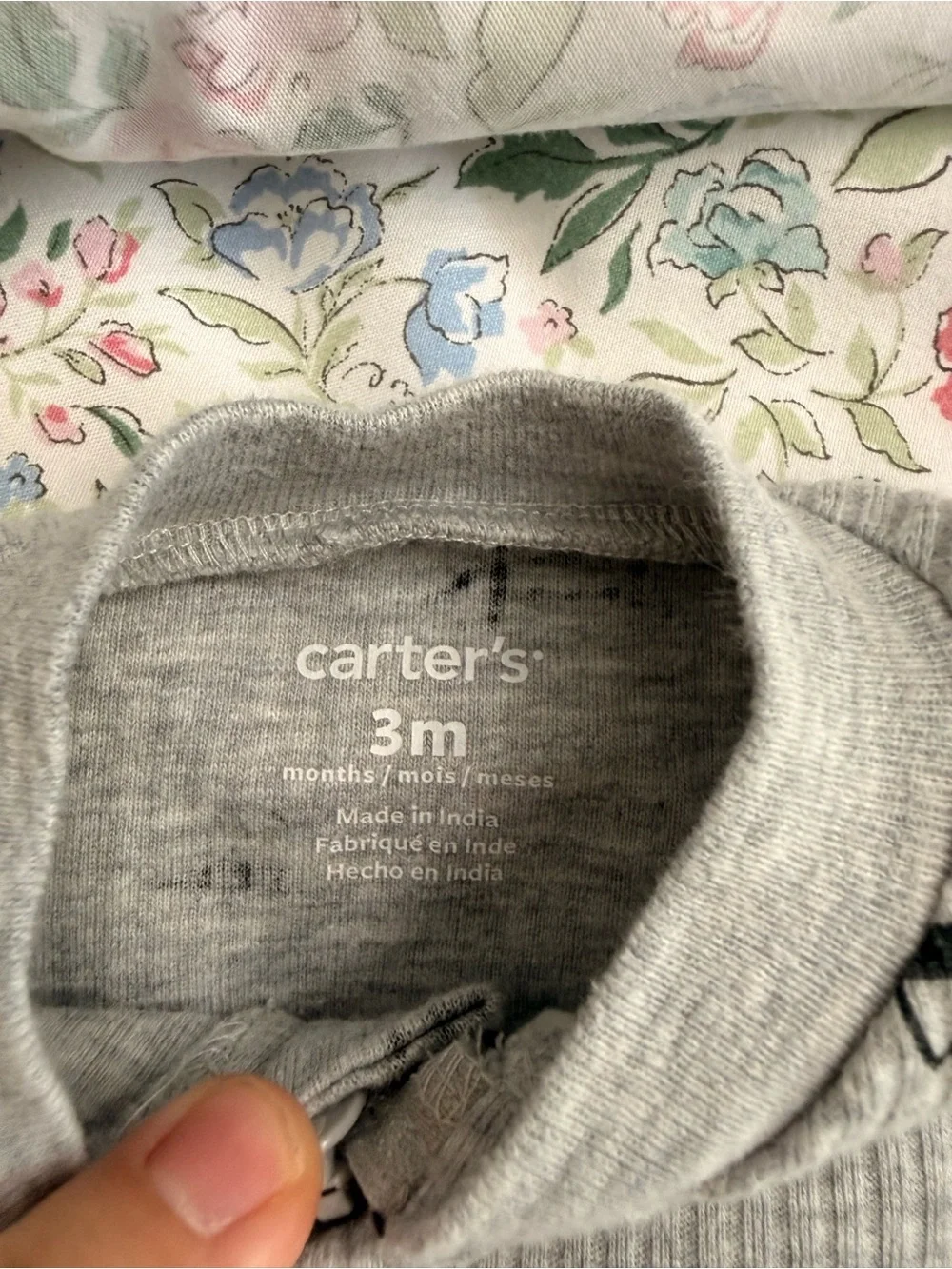Carter's Gray Ribbed & Sage Green Printed Footed One-Piece bundle
